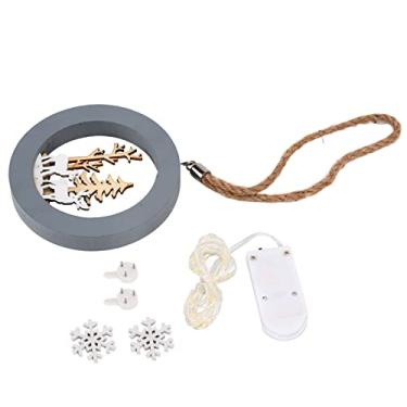 Imagem de CUOFYUNL Artesanato em madeira estilo alce de Natal pingente decorativo simples e compacto decoração de arte de parede para presente de decoração