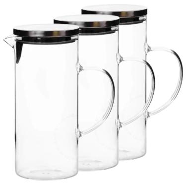 Imagem de Genérico, Kit 3 Jarra de Vidro Transparente com Tampa Inox Hermética 1,5 Litros Suco Água Drinks Cozinha
