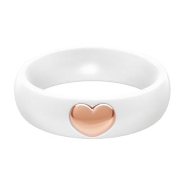 Imagem de ThunderFit Anéis de silicone para mulheres, aliança de casamento de silicone com pingente de coração banhado a ouro 14K, 5,5 mm de largura, 2 mm de espessura, 12.5 - 13 (22.33mm), Silicone, Sem pedra