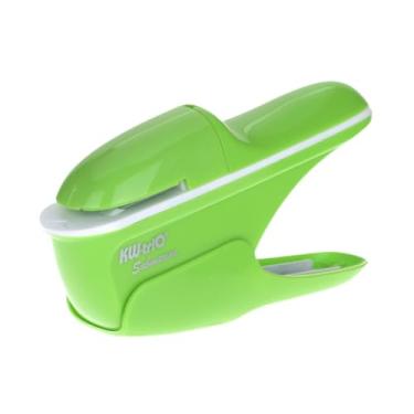 Imagem de oshhni Grampeador manual portátil, grampeador compacto, sem grampos, de papel para folhetos e brochuras, Verde