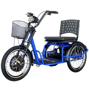 Imagem de Triciclo Elétrico 800W Assento com Almofada Freio a Disco Alarme Fox Azul