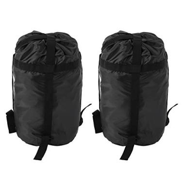 Imagem de Saco de dormir Saco de armazenamento Saco de compressão Estilo envelope de tecido Oxford durável para camping, caminhadas, atividades ao ar livre, preto 43x23x23cm, 2 pacotes