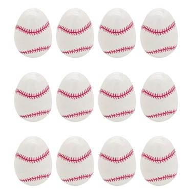 Imagem de Bolas esportivas de beisebol, ovos de Páscoa, 12 peças, decorações de cesta de plástico de 6 cm, ovos vazios preenchíveis a granel, beisebol, futebol, futebol, basquete, para caça à Páscoa, artigos de