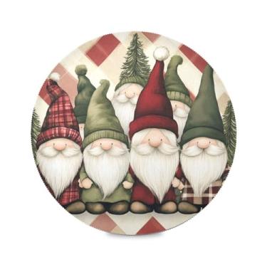 Imagem de STAYTOP Gnomos de Natal fofos jogos americanos redondos 6 peças, tapetes de mesa antiderrapantes fáceis de limpar para casa, cozinha, churrasco, festa, decoração de mesa