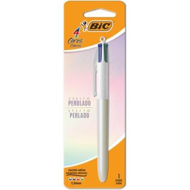 Imagem de Caneta Esferográfica BIC 4 Cores Perolado Branco Blister
