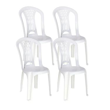 Imagem de Kit 4 Cadeiras De Plástico Sem Braço Laguna Tramontina Basic Branco