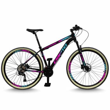 Imagem de Bicicleta Aro 29 Cripto 24 Marchas Freios Disco E Suspensão Pneu Bege - Preto/azul E Rosa - 19" Preto/azul E Rosa
