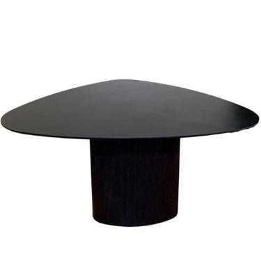 Imagem de Mesa De Jantar Cone Orgânica Redonda 130x133 Cm Base ébano Tampo ébano
