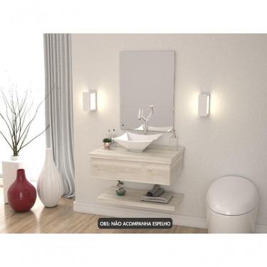 Imagem de Conjunto Bancada C-cuba L30 E Prateleira Metrópole 605 Preto ônix Snow