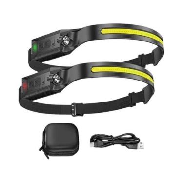 Imagem de Lanterna De Cabeça LED Recarregável Com 3 Modos, Lanterna USB Com Bate