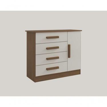 Imagem de Cômoda Firenze 4 Gavetas 1 Porta C/sapateira - D Doro Castanho/off White