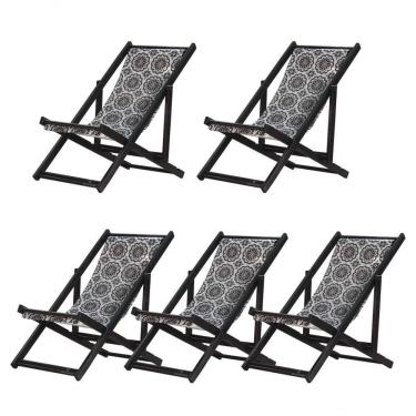 Imagem de Kit 5 Espreguiçadeiras Dobrável Black Sb-mandala