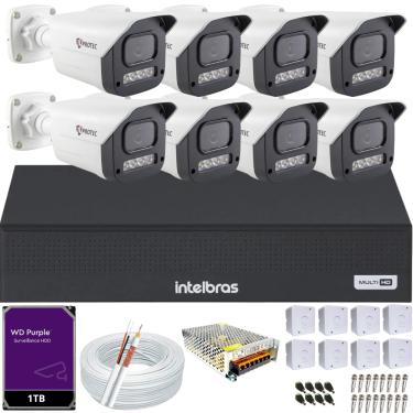 Imagem de Kit 8 Câmeras Full Color C/Áudio Dvr Intelbras 8ch 1TB Purple