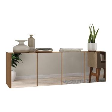 Imagem de Aparador Buffet Suspenso Com Espelhos 4 Portas Multimóveis Mp8005 Rustic Rustic