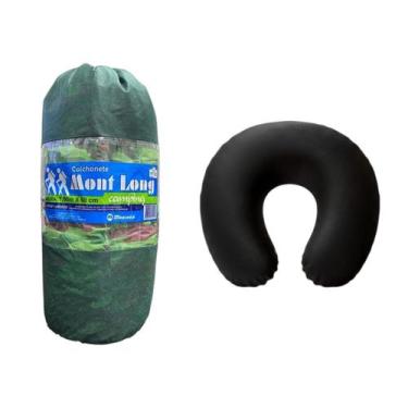 Imagem de Kit Viagem Colchonete + Almofada de Pescoço Tamanho:SolteiroCor:Preto 