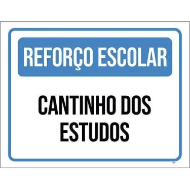Imagem de Kit 5 Placa Acm Reforço Escolar Cantinho Estudos 18X23 - Sinalizo