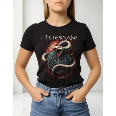 Imagem de Camiseta Baby Look Feminina Whitesnake Exclusiva Premium, Preto, gg