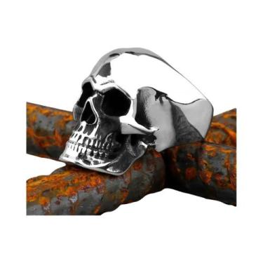 Imagem de Anel Gótico Masculino De Caveira Em Aço Inoxidável Dourado - Joia Punk