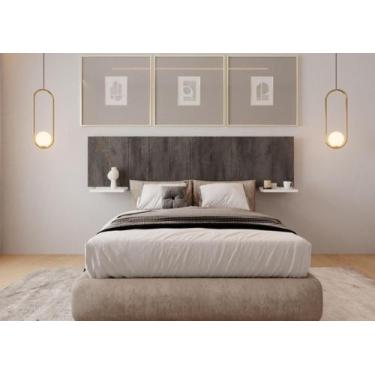 Imagem de Cabeceira Estofada - Bela + Bancada - Cinza - Casal - Box - Decor Move