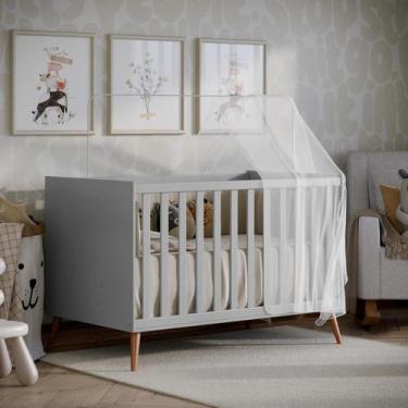 Imagem de Berço Vira Cama Americano Retrô Com Grade De Proteção Removível E Colc