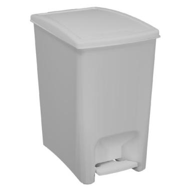 Imagem de Lixeira Com Pedal 10l Plástico Resistente Reforçada Astra, Branco