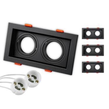 Imagem de 3 Spot Recuado Duplo Embutir Led Mr16 Gu10 Luminária Teto Sala Quarto 