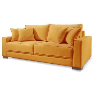 Imagem de Sofá Marrocos 2 Lugares Suede Mostarda 1,80m Confortável Sala - Poltjá