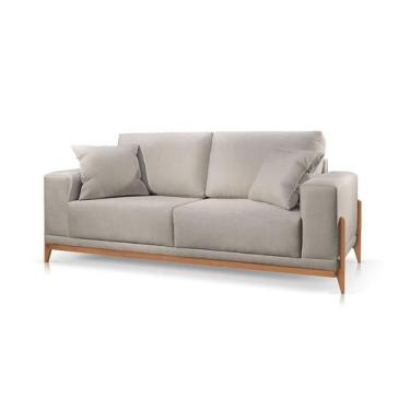 Imagem de Sofá Paris 3 Lugares Linho Cinza Claro 2,10m Confortável Sala - Poltjá