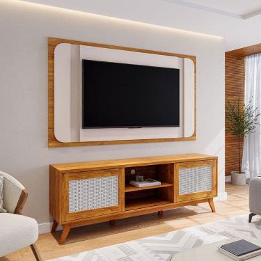 Imagem de Rack com Painel para TV Até 75 Polegadas Attuale 2 Portas Marrom/Off White - Viero Móveis