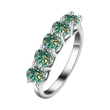 Imagem de Anel Feminino De Moissanite Branco Dourado 4mm 1.5CT Cor D, Aliança De