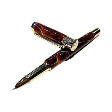 Imagem de Caneta-tinteiro De Resina Acrílica Azul, Irídio, 0,38 Mm, Acabamento E