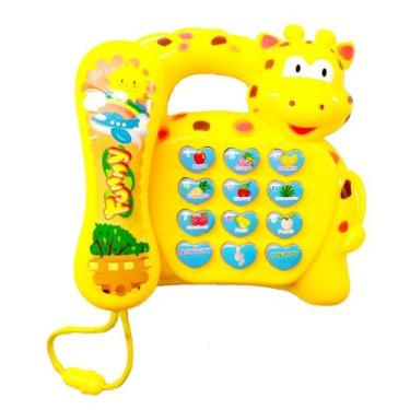 Imagem de Piano de Telefone Girafinha Musical com Teclado Músicas e Luz Infantil