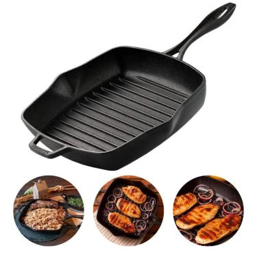 Imagem de Frigideira Líder Chef Profissional 2,7 L Ferro Fundido Canelada Grelhados Santana