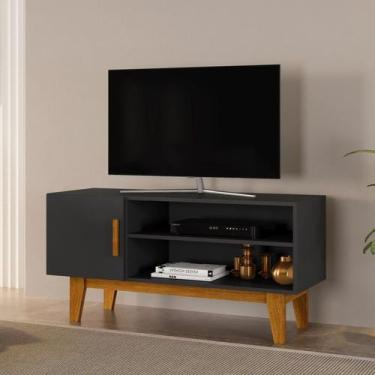 Imagem de Rack Denver Moderno Estrtura em MDP/MDF Cor:Preto/Naturale - Dama Deco