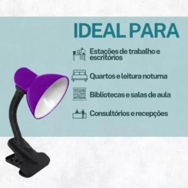 Imagem de Luminaria De Mesa Articulada Led Presilha Forte Luz Foco Escritorio Es