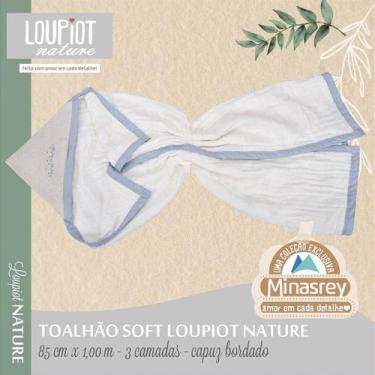 Imagem de Toalhão Soft Loupiot Nature Azul - Tecido 100% Algodão com Capuz - MIN