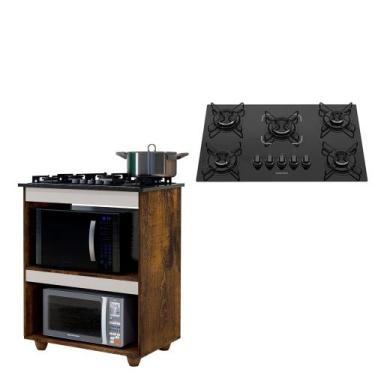 Imagem de Kit Balcão Cooktop Turim com Fogão Cooktop 5 Bocas Itatiaia, Ypê, Off 