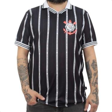 Imagem de Camisa Corinthians Polo Plus Size Masculina Listrada 10 + Caixinha Personalizada-Masculino