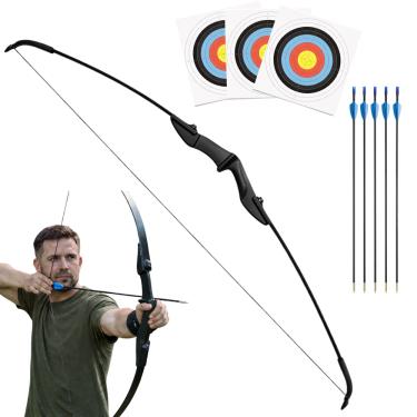 Imagem de Arco Arqueiro Profissional Recurvo Ambidestro Alvo E Flecha Preto Ambidestro