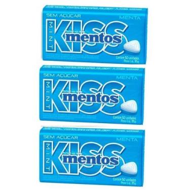 Imagem de Kit 3 Pastilha Mentos Kiss Menta Sem Açúcar