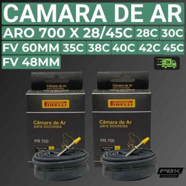 Imagem de Camara de Ar para Bicicleta Aro 700 X 28 a 45C FV 48mm e 60mm Pirelli