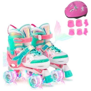 Imagem de Patins Quad 4 Rodas Infantil Lançamento da Sereia c/ Luz de Led em Tod