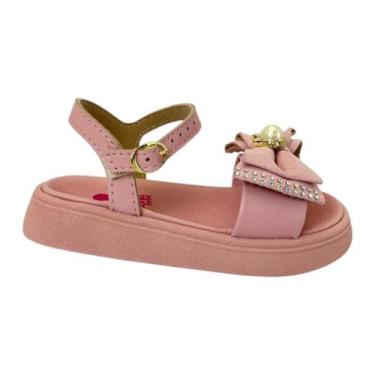 Imagem de Sandália Molekinha Baby Menina Social com Laço Brilhante, Rosa, 21
