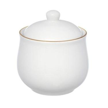 Imagem de Açucareiro de porcelana royal branco com borda dourada 300ml - Hauskra