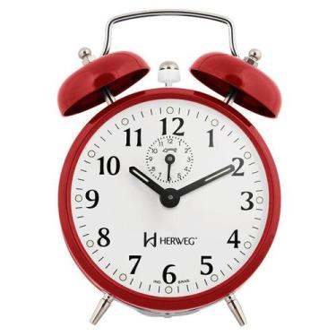 Imagem de Relógio Despertador Retro VERMELHO A Cordas Herweg 2208