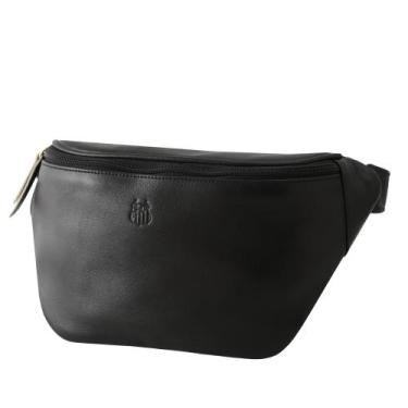 Imagem de Pochete De Couro Santos - Produto Oficial - Couro50, Preto/Branco