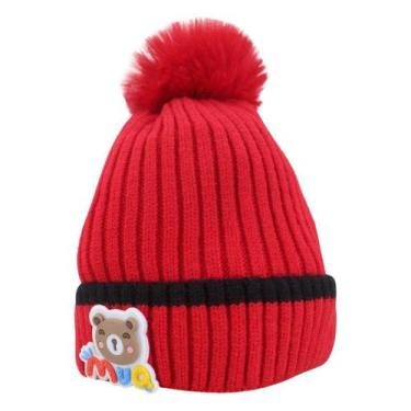 Imagem de Touca Gorro Infantil Vermelha Ursinho Tamanho Único - Gici Vest