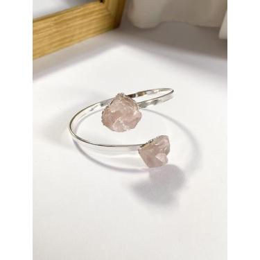 Imagem de Bracelete Duo Quartzo Rosa Pedra do Amor Pulseira de Pedra Natural - A