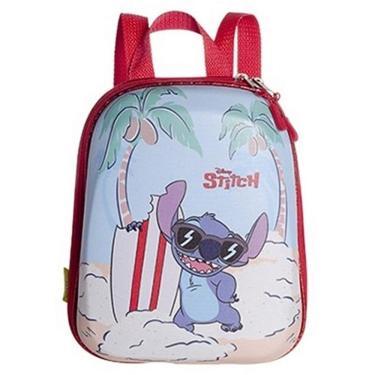 Imagem de Mochila Infantil Stitch Praia Pequena com Alças Ajustáveis Material Resistente Azul Maxtoy