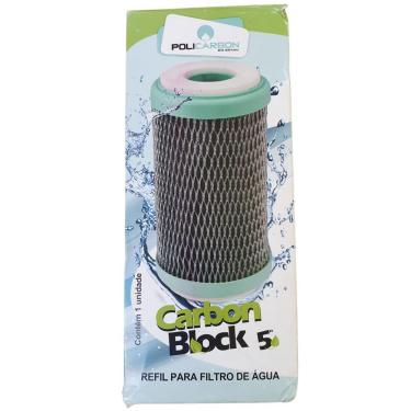 Imagem de Refil Policarbon do Brasil Carbon Block POU 5 para Purificador de Água 60L-h Redução de Cloro